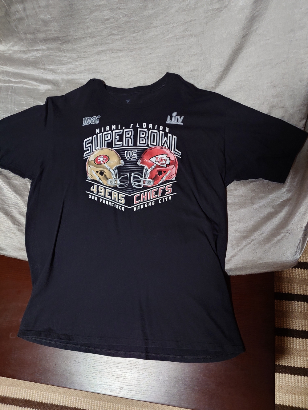 Fanatics Black Super Bowl LIV 49ers vs Chiefs Graphic Tee Size XL